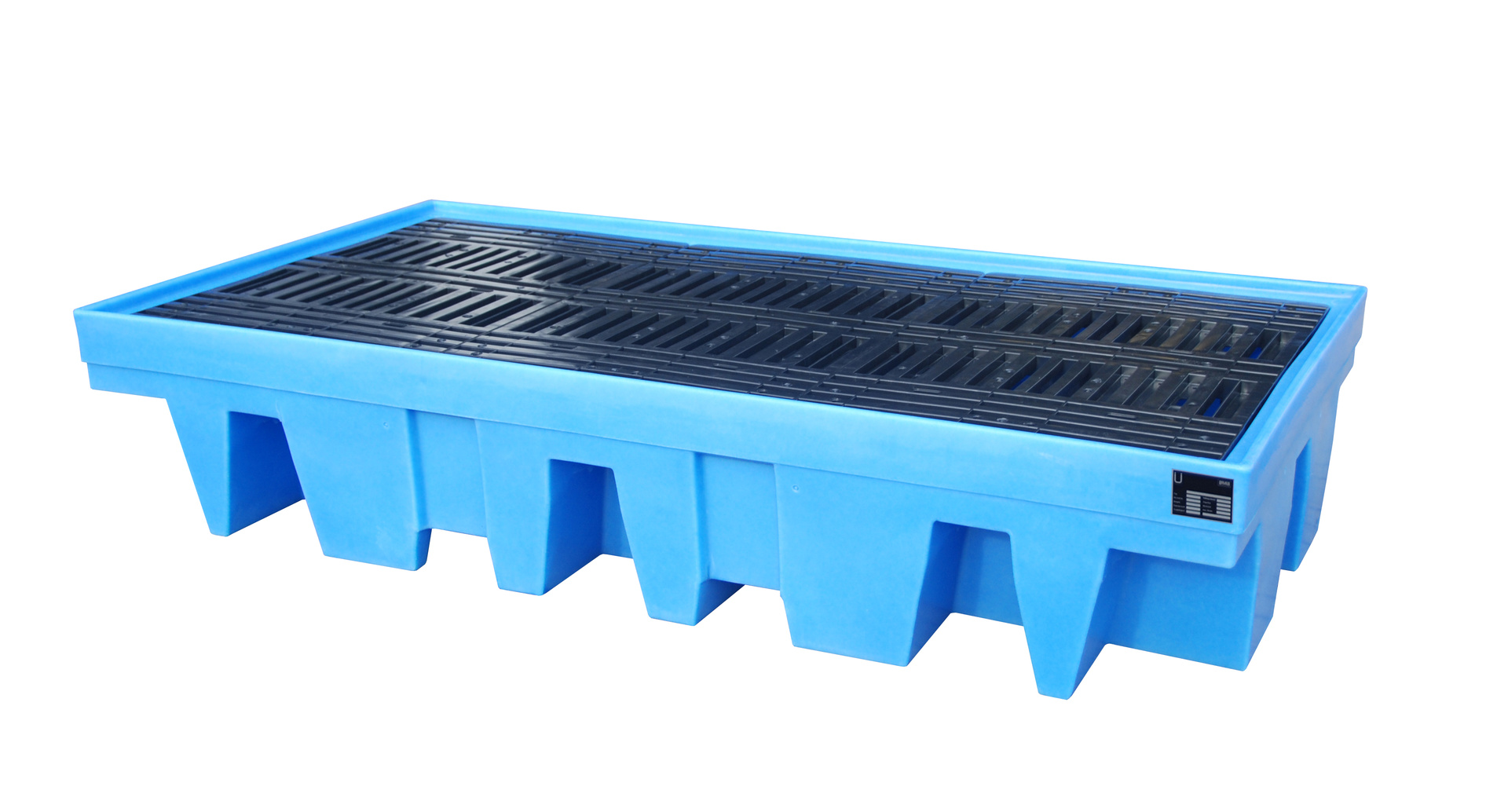Robuste PE-Auffangwanne Typ WP 2560x1350x510mm - Für 8x 200l-Fässer oder 2x 1000l-IBC Container