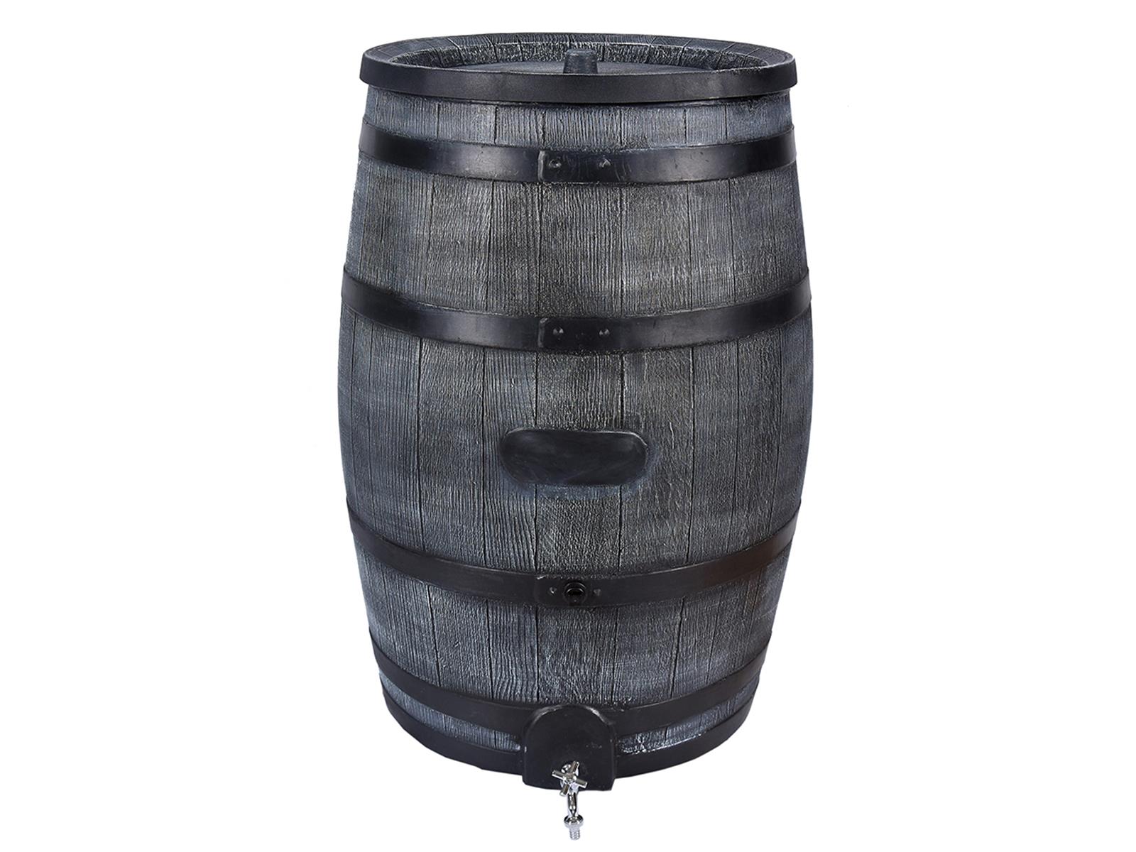 Regenfass 350 Liter 3/4" Wasserhahn Chrom Grau Wasserfass Gartenfass
