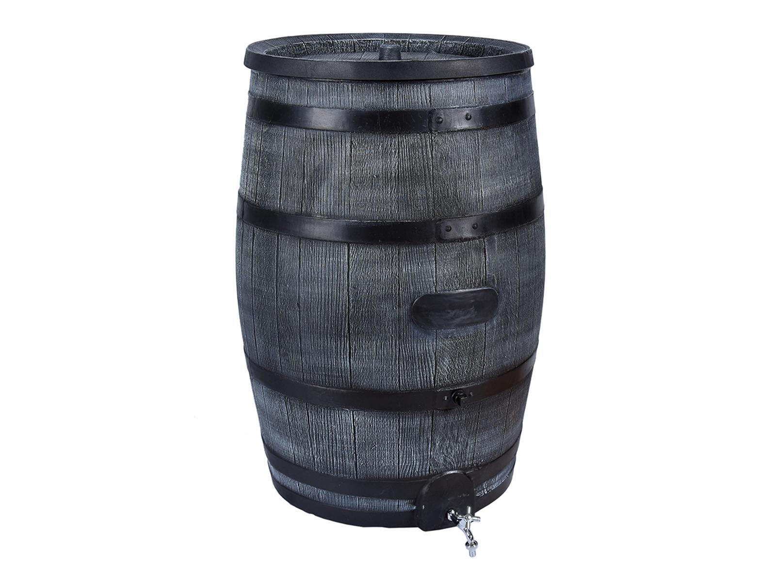 Regenfass 350 Liter 3/4" Wasserhahn Chrom Grau Wasserfass Gartenfass